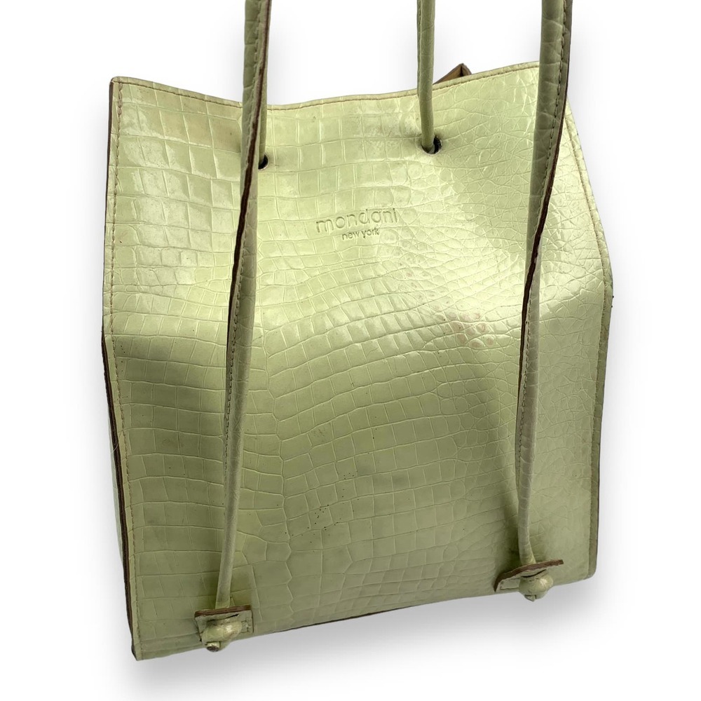 90's designer MONDANI NEW YORK green crocodile leather backpack / shoulder bag - Picture 3 of 15